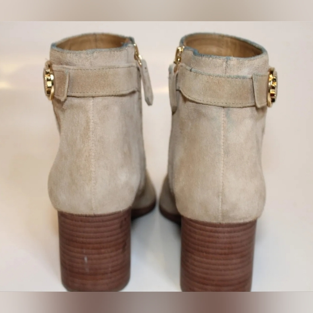 Tory Burch Sofia 65mm 8.5 M Beige Suede Side Zip Chelsea Ankle Boots - Picture 4 of 12